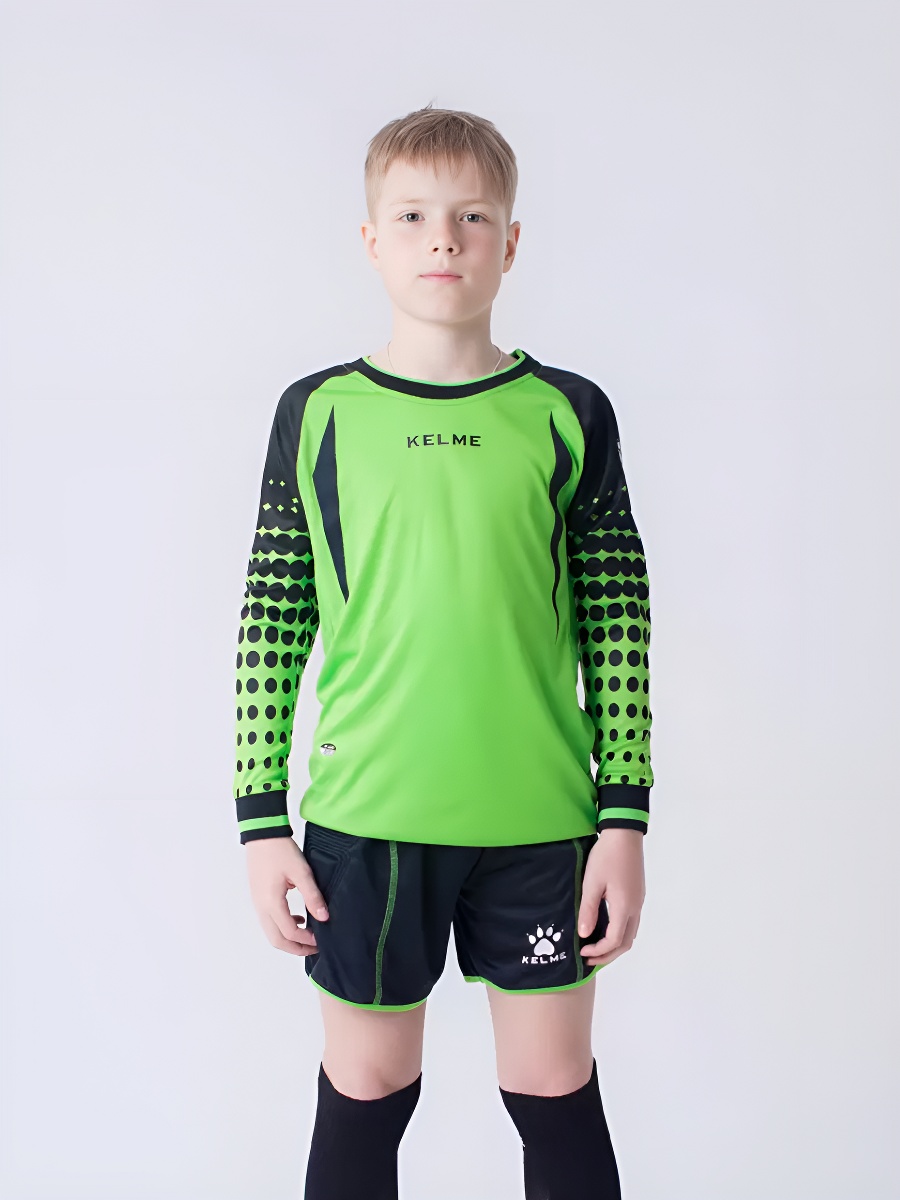 Детская вратарская форма KELME Goalkeeper Long Sleeve Suit (Black/Light Green)