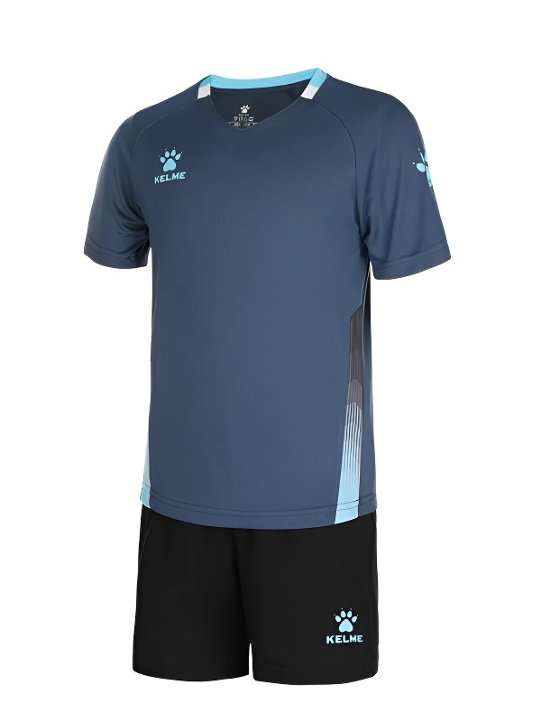 Детская футбольная форма KELME Short-Sleeved Football Suit (Dark Blue/Black)