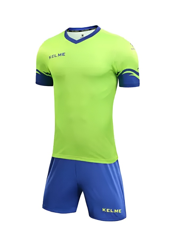 Детская футбольная форма KELME Short Sleeve Football Set Kids (Light Green/Blue)
