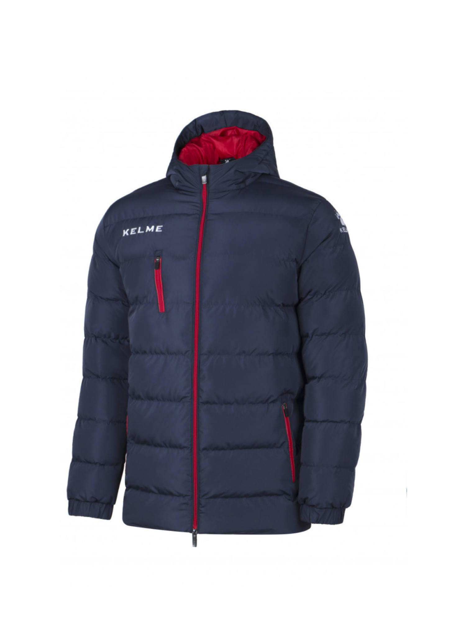 Пуховик KELME Hooded Short Padded Jacket (Dark Blue/Red)