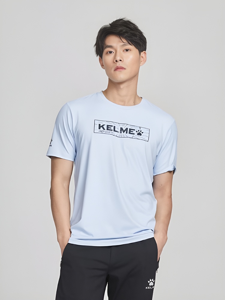 Футболка KELME Round Neck Short Sleeve T-Shirt Light Blue