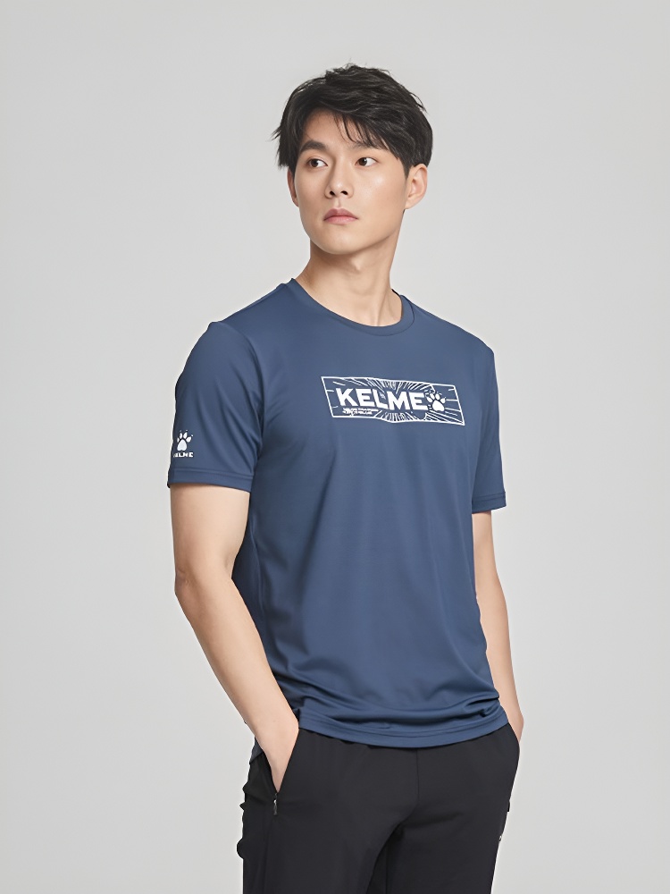 Футболка KELME Round Neck Short Sleeve T-Shirt Dark Blue