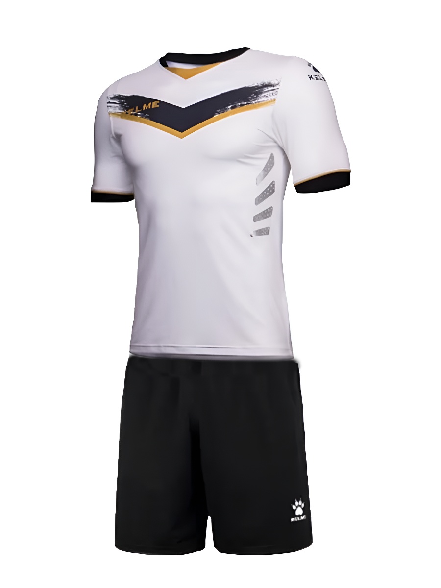 Футбольная форма KELME Short-Sleeved Football Uniform (With Perforated Film) (White/Black)