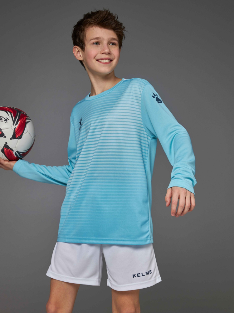 Детская футбольная форма KELME Long-Sleeved Football Suit (Light Blue/White)