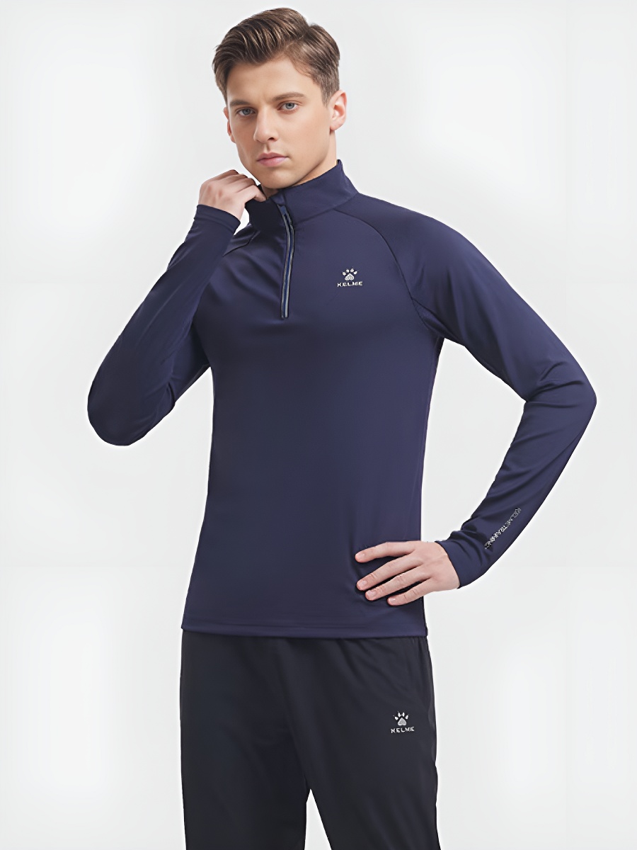 Олимпийка KELME Half Placket Long Sleeve T-Shirt Dark Blue