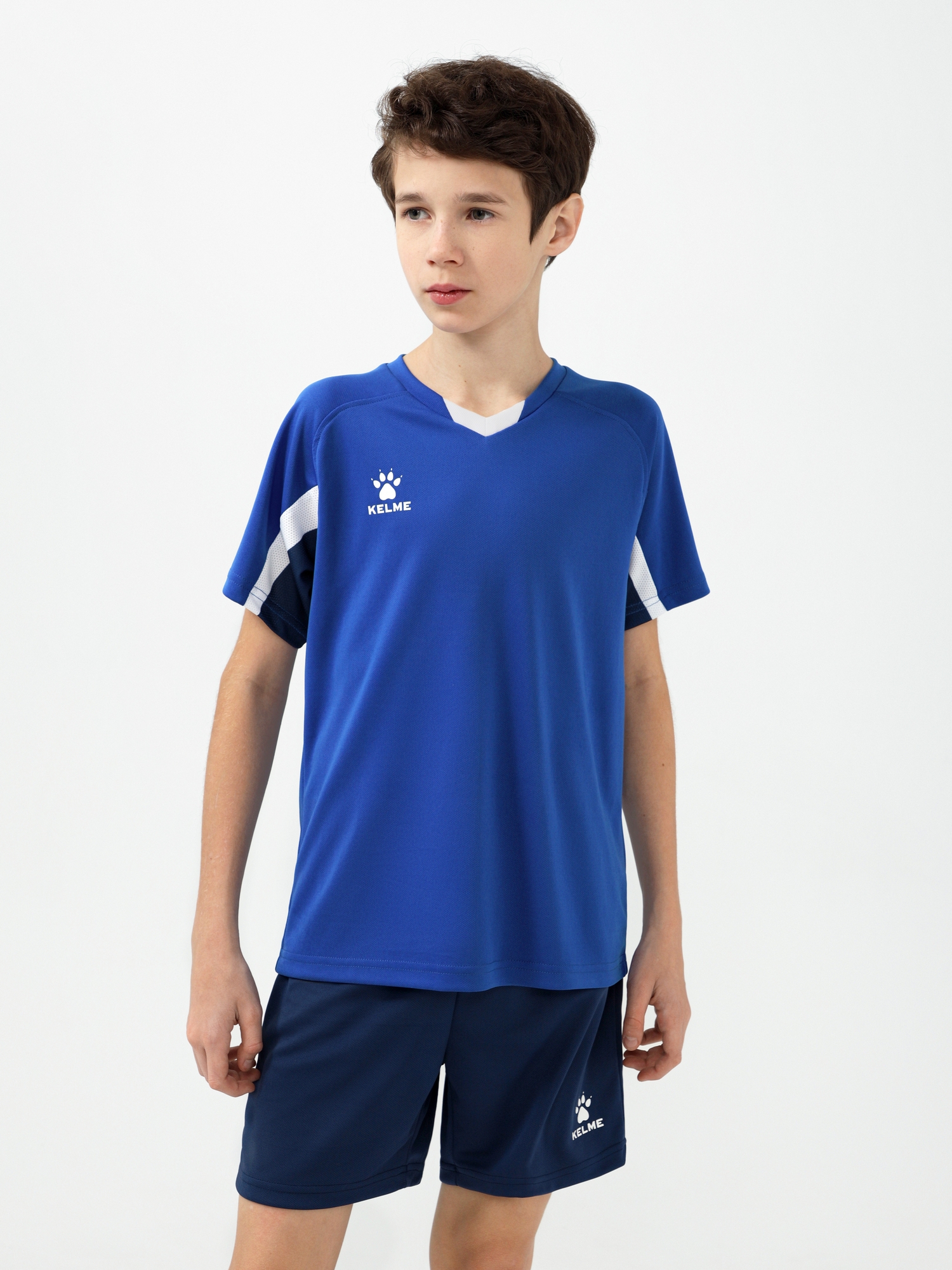 Детская футбольная форма KELME Short-Sleeved Football Suit (Blue/Dark Blue)
