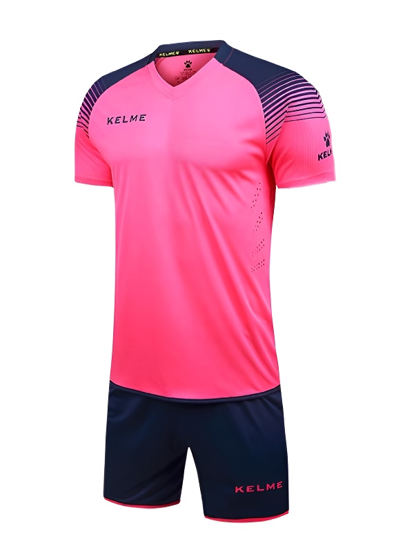 Детская футбольная форма KELME Short Sleeve Football Kid Set (Pink/Dark Blue)