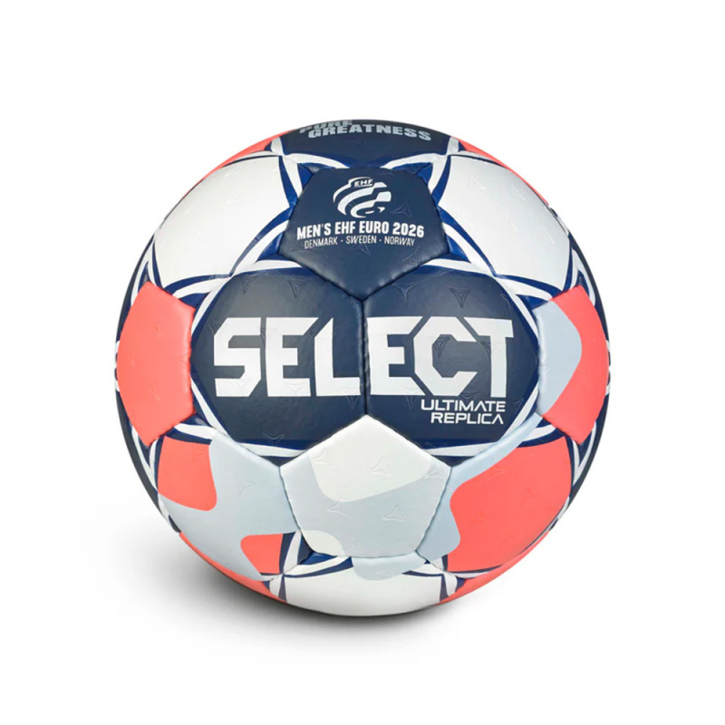 Мяч ганд. SELECT Ultimate EHF Euro Men Replica v26, 3570850749, р.1, ПУ, руч.сш, бело-сине-коралл