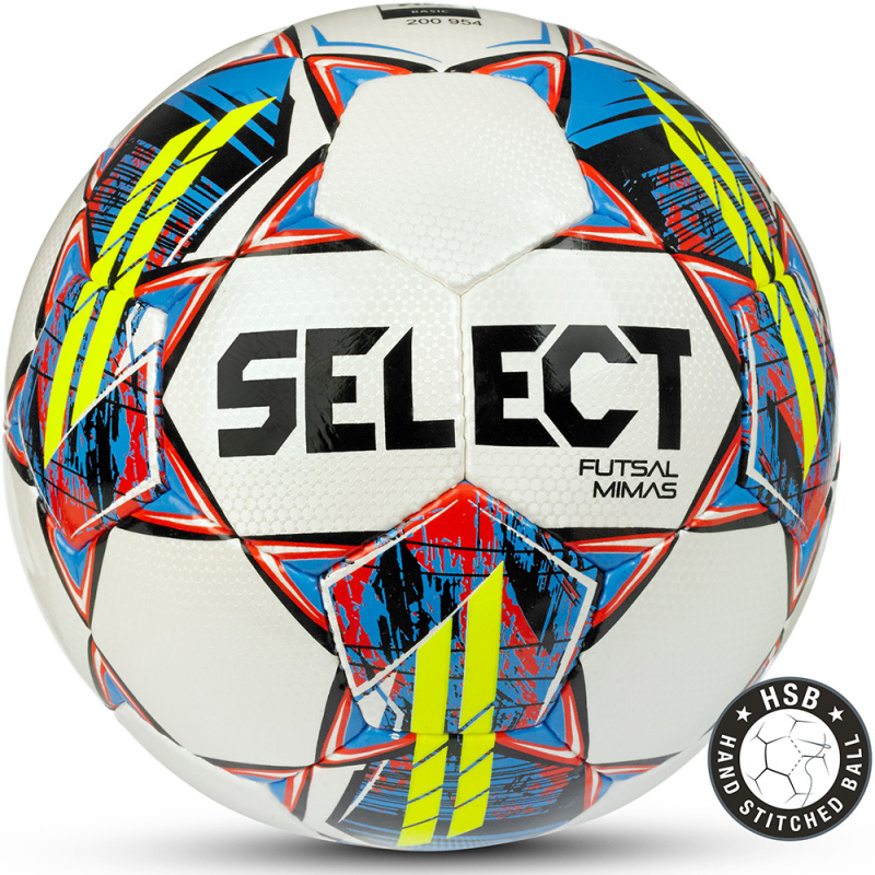 Мяч футзал. SELECT Futsal Mimas, 1053460005, р.4, FIFA Basic, 32пан, гл.ПУ, руч.сш, бел-сине-красный