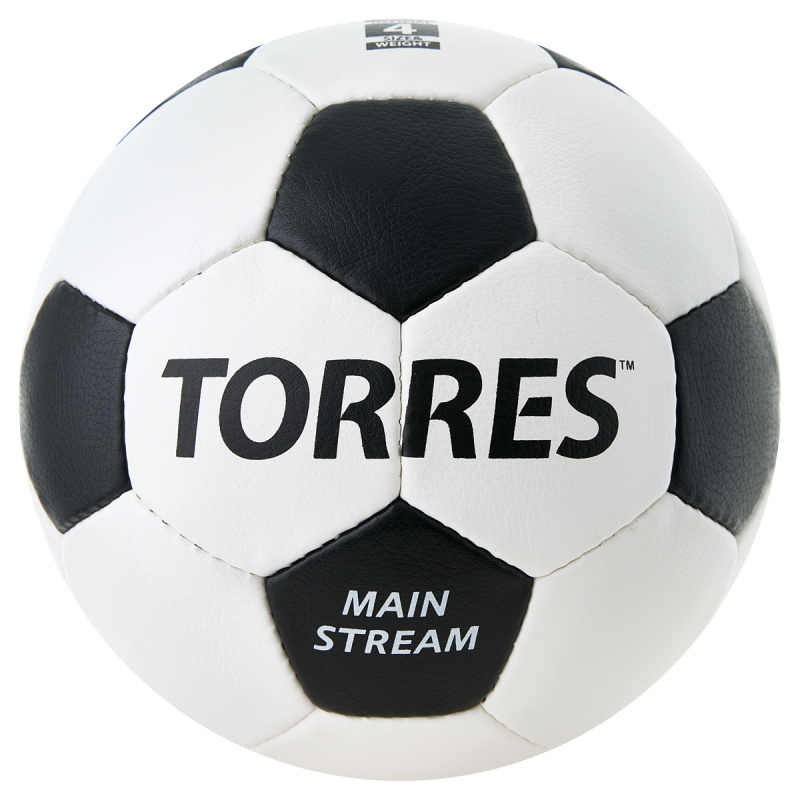 Мяч футб. TORRES Main Stream, F30184,р.4, 32 пан. ПУ, 4 под. слоя, руч. сшив., бело-черный