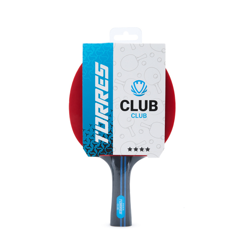 Ракетка для н/т TORRES Club 4*, TT23008, для тренировок, накладка 2,0 мм, конич. ручка