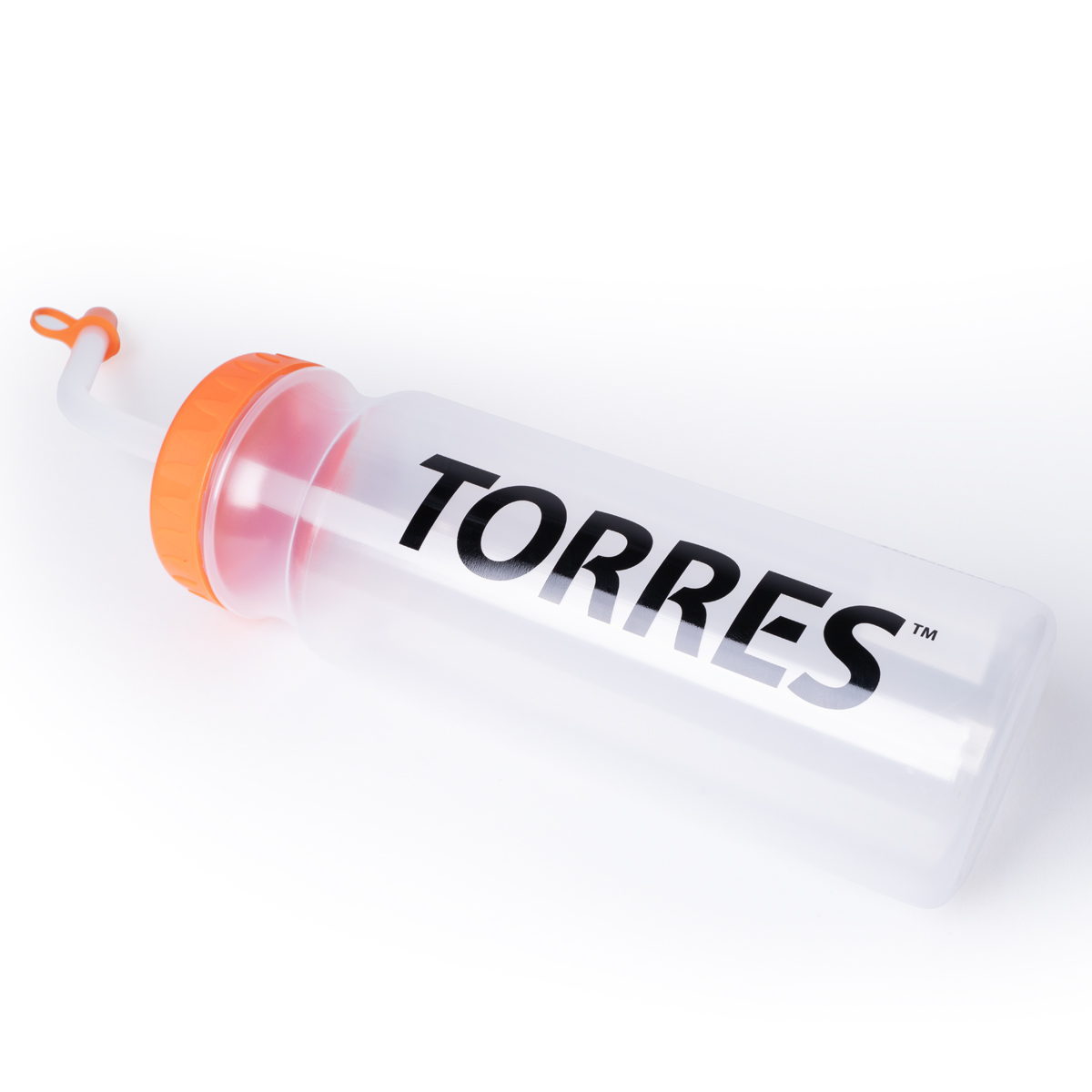 Бутылка для воды TORRES, SS1029, 750 мл, с трубкой, мягкий пластик, прозр., оранж. крышк