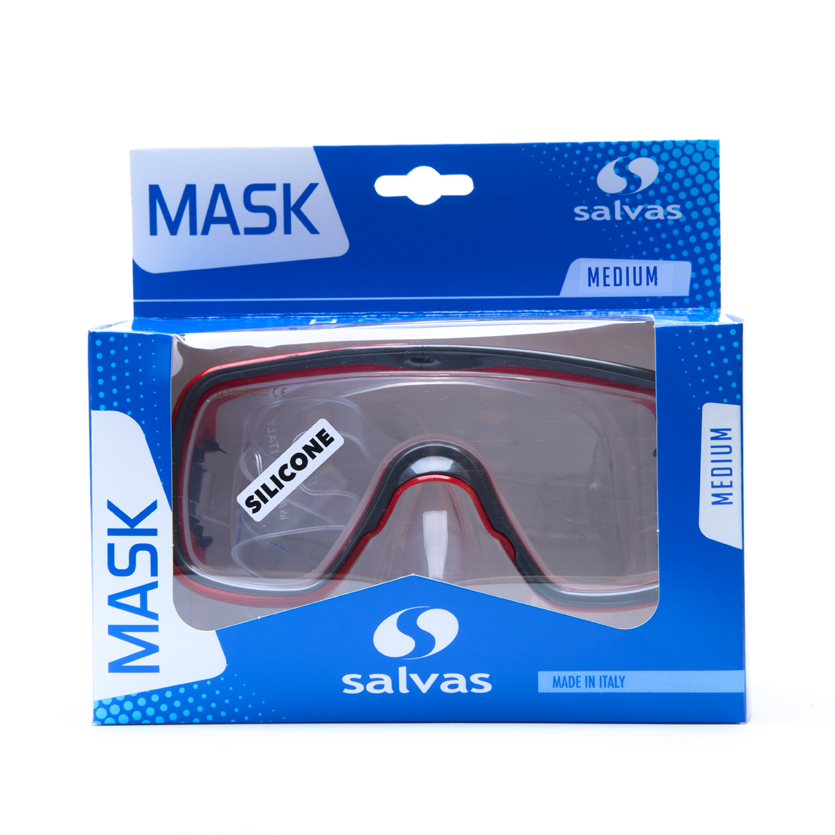 Маска для плав. Salvas Geo Md Mask, CA140S1RYSTH, закален.стекло, силикон, р. Medium, красный
