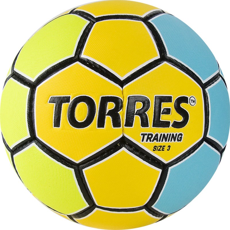 СЦ*Мяч ганд. TORRES Training, H32153, р.3, ПУ, 4 подкл. слоя, руч. сшивка, желто-голубой