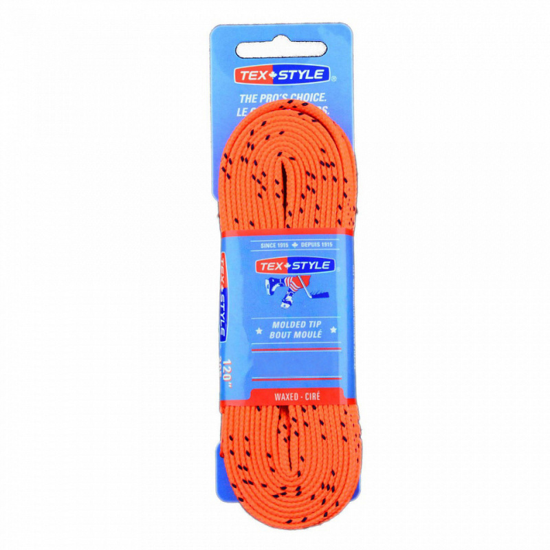 Шнурки для коньков Texstyle с пропиткой, 1810MT-244, полиэстер, 244см, оранжевый