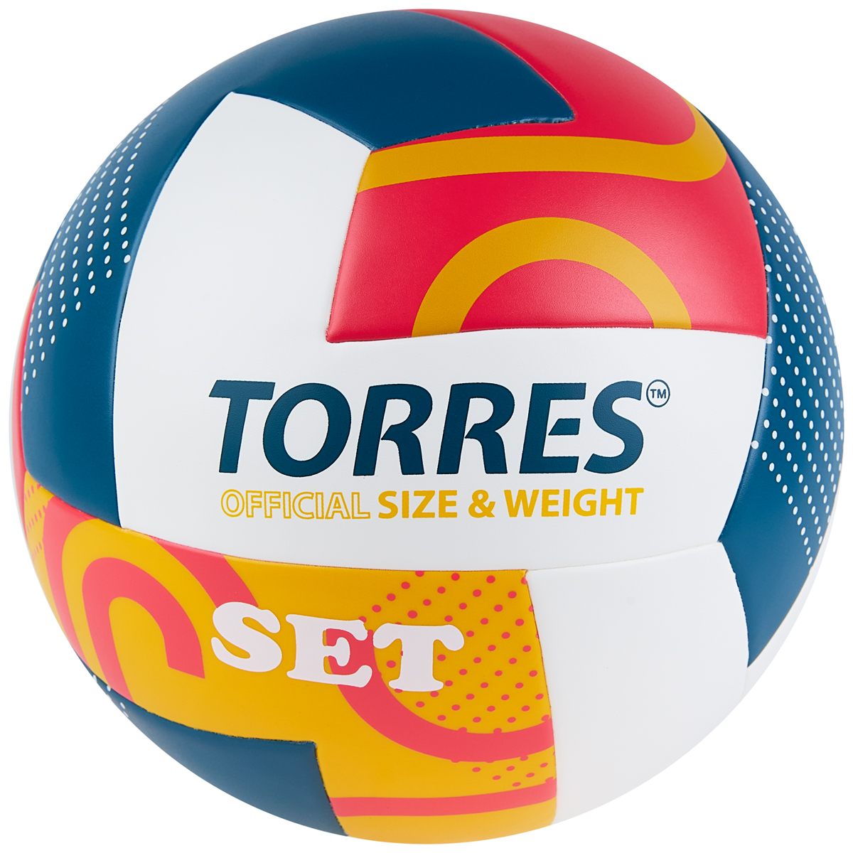 Мяч вол. TORRES Set, V32345, р.5, синт.кожа (ТПУ), клееный, бут.кам, бело-мультиколор