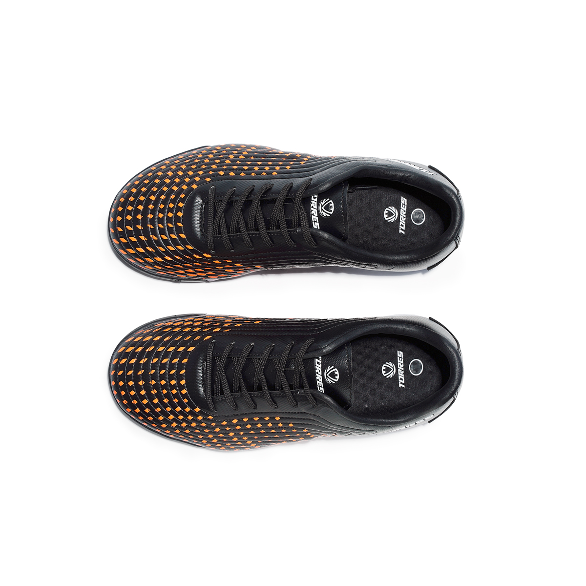 Бутсы зальные TORRES FLEX KID детские, TS134233-124-29, р.29, резина,ПУ,текстиль, чёрно-оранжевый