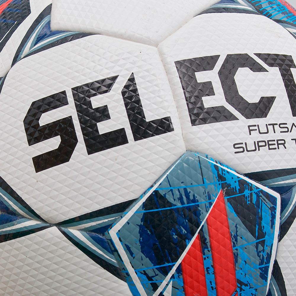 Мяч футзал. SELECT Futsal Super TB 3613460003,р.4, FIFA Quality Pro, 32п,ПУ, термосш,бело-сине-красн
