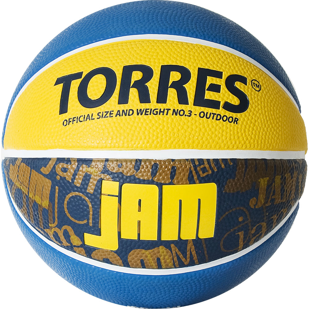 СЦ*Мяч баск. TORRES Jam, B02043, р.3, резина, нейлон. корд, бут. кам., син-желт-голубой