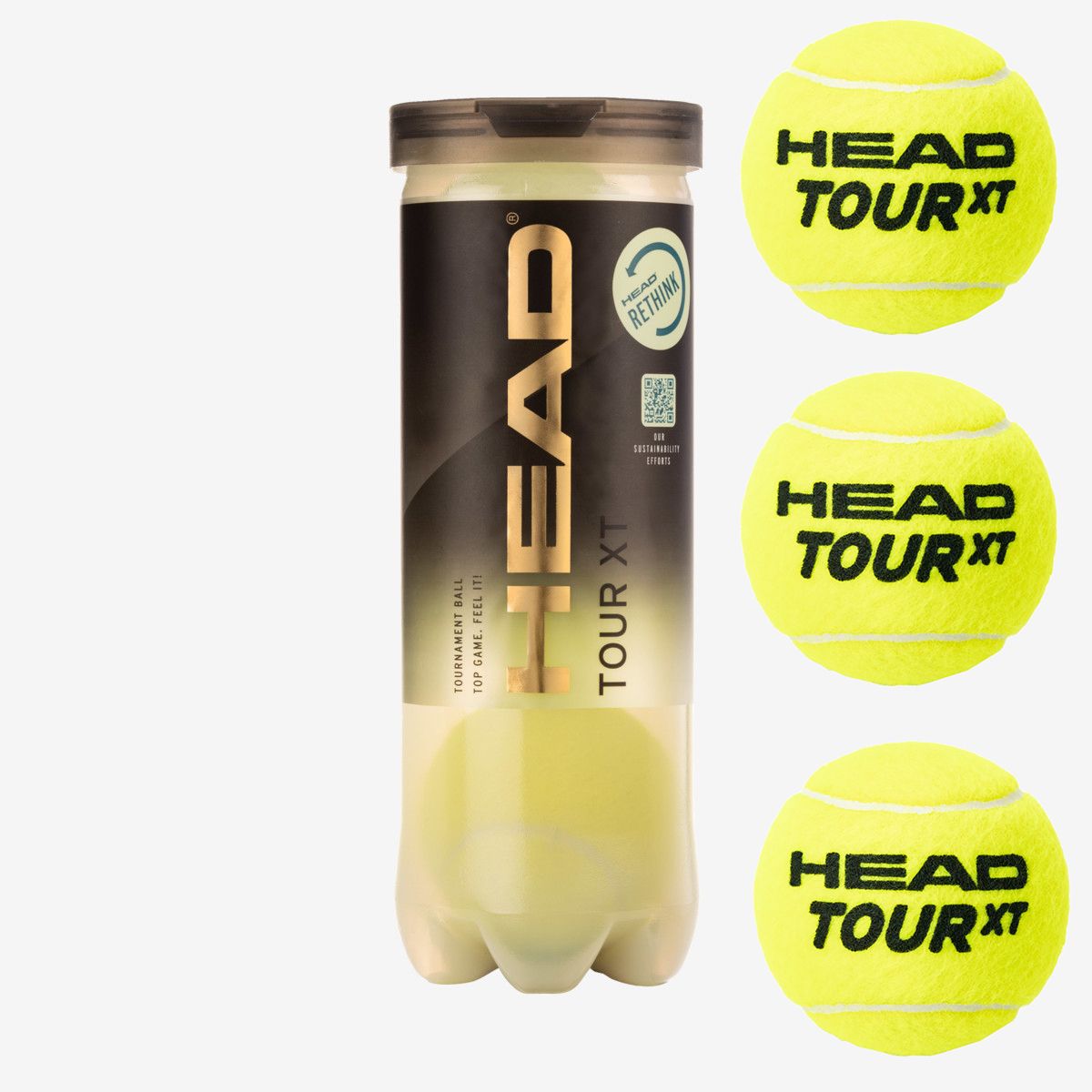 Мяч теннисный HEAD Tour XT 3B, 570823, уп.3 шт,одобр.ITF,сукно,нат.резина,желтый