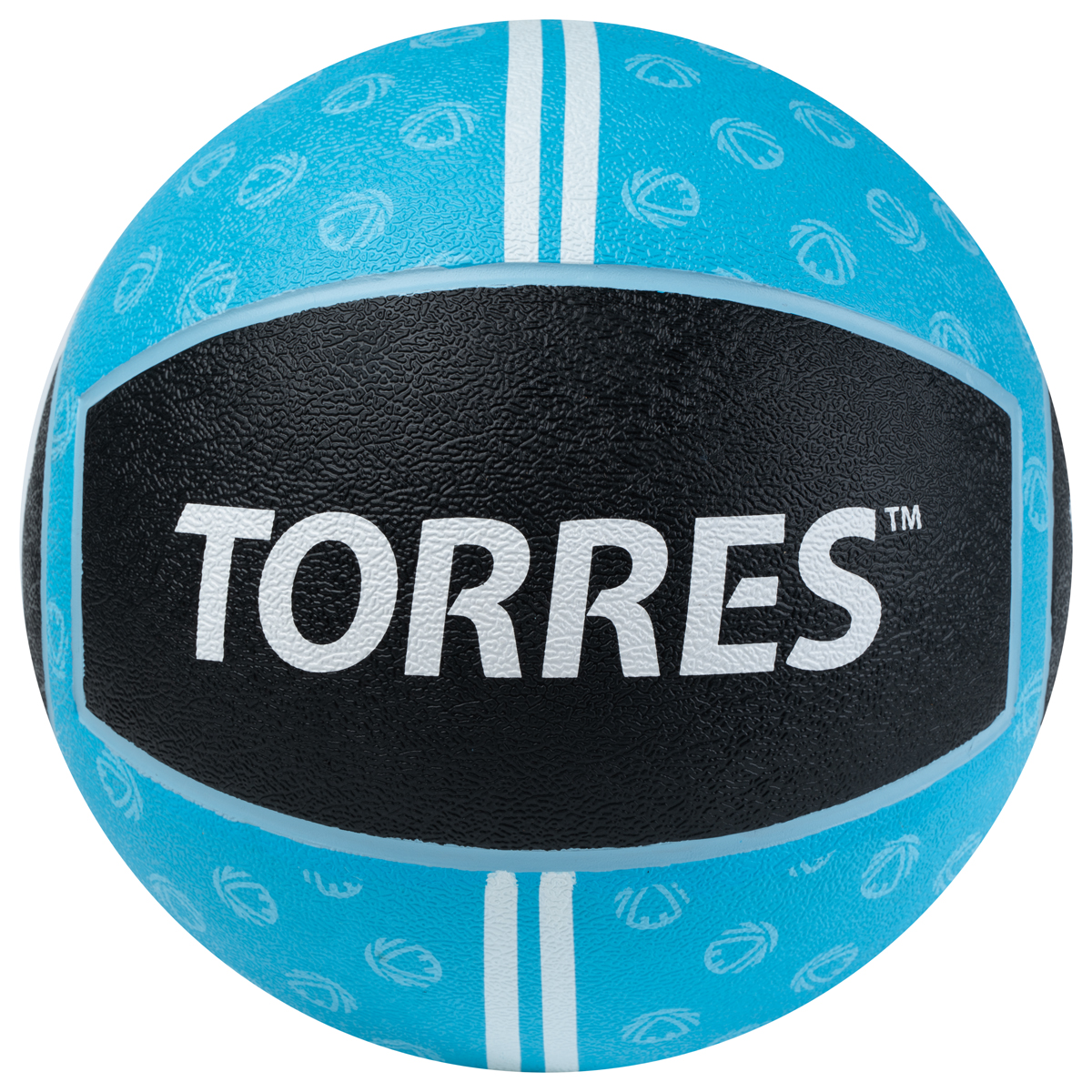 Медбол TORRES 5 кг, AL00235, резина, диаметр 25,4 см, черно-голубой