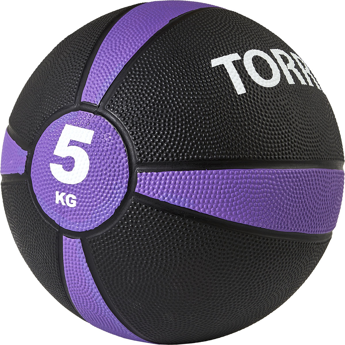 Медбол TORRES 5 кг, AL00225, резина, диаметр 23,8 см, черно-фиолетовый