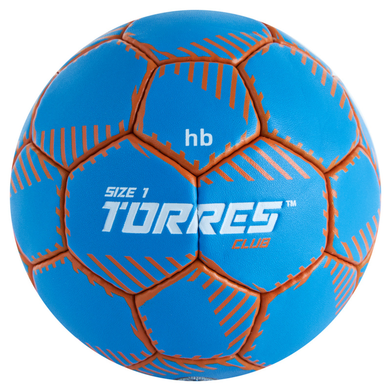 Мяч ганд. TORRES Club, H32441, р.1, ПУ, 5 подкл. слоев, руч. сшивка, синий