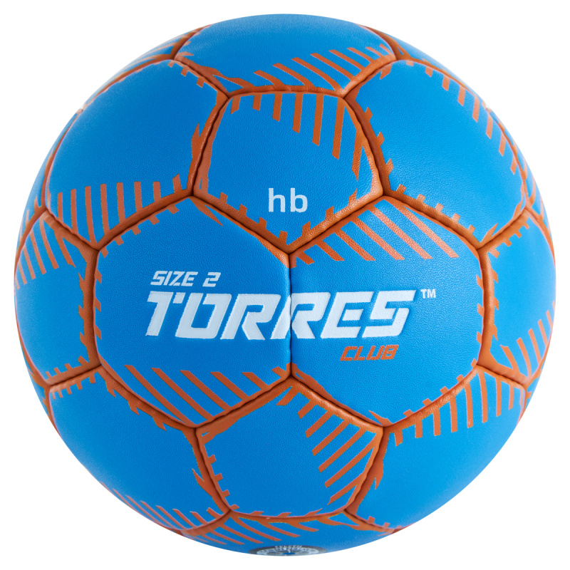 Мяч ганд. TORRES Club, H32442, р.2, ПУ, 5 подкл. слоев, руч. сшивка, синий