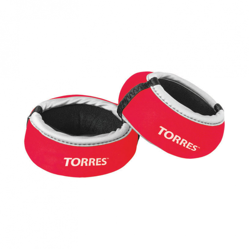 Утяжелители на запястье TORRES 0,5 кг, PL607605, (2штх250г), нейлон, металл. песок, красн-сер.