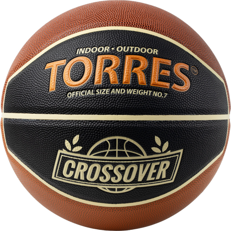 Мяч баск. TORRES Crossover, B323197, р.7,ПУ-комп, нейлон. корд, бут.камера, тем. черно-коричн-беж