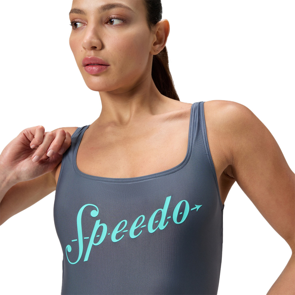 Купальник SPEEDO Logo Square Back Swimsuit, 8-00521216038, р.34 (рос.46), cеро-бирюзовый