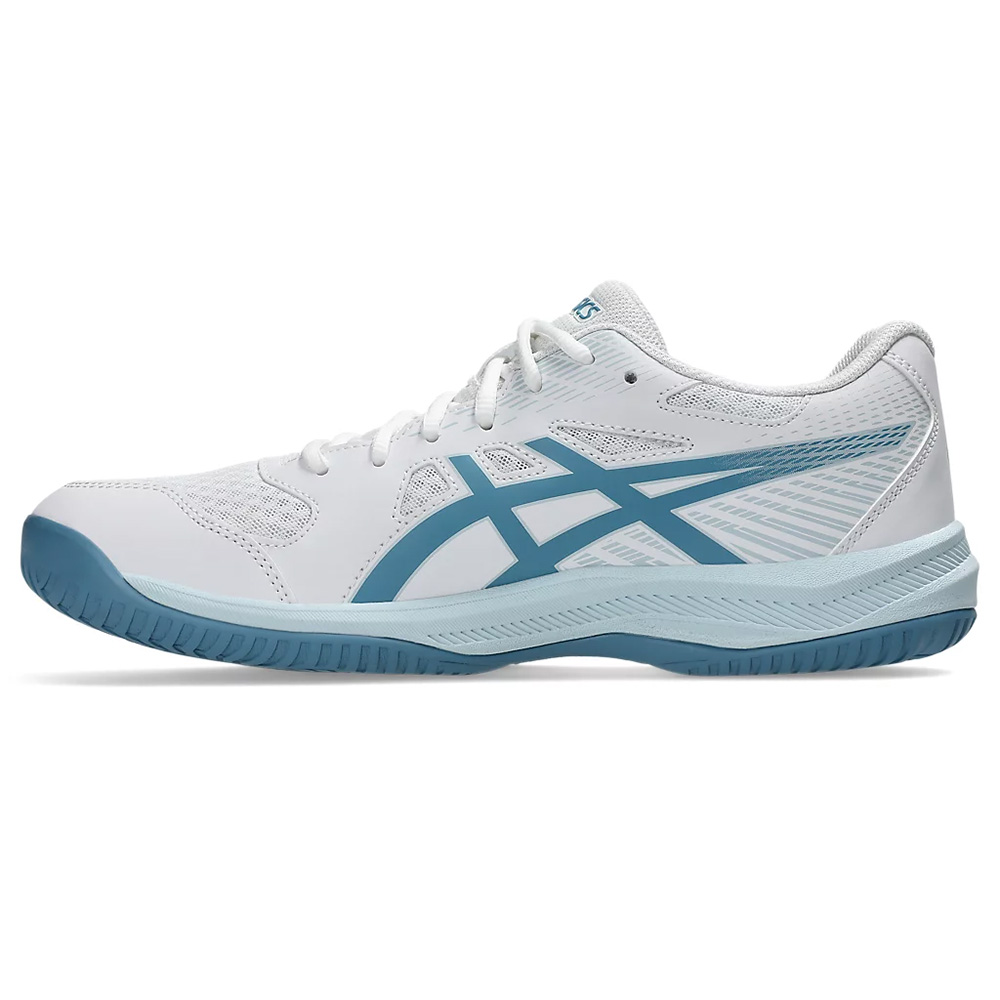 Кроссовки ASICS Upcourt 6 1071A104 105,р.12,5(рос.45,5),иск.кожа, текстиль, бело-бирюз