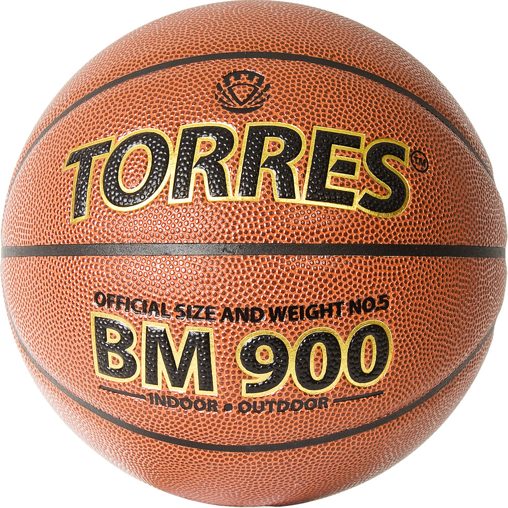 Мяч баск. TORRES BM900, B32035, р.5, ПУ-композит, нейлон корд, бутил. камера, коричневый