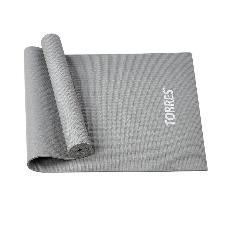 Коврик для йоги TORRES Relax 6, YL12236G, PVC 6 мм, нескользящее покрытие, серый