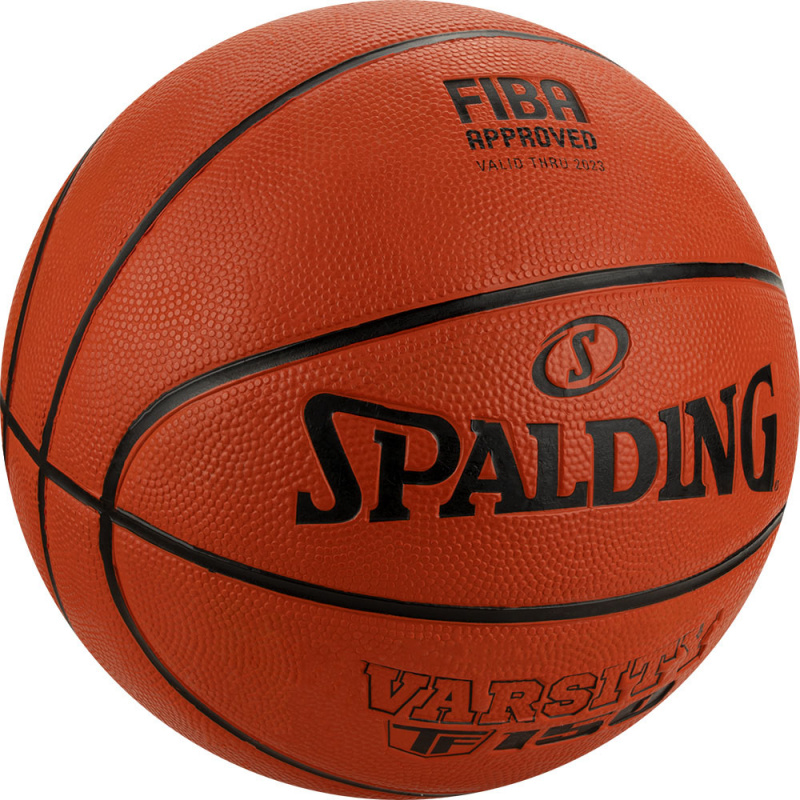 Мяч баск. SPALDING TF-150 Varsity Logo FIBA 84423z, р.5, FIBA Approved, резина, коричнево-черный