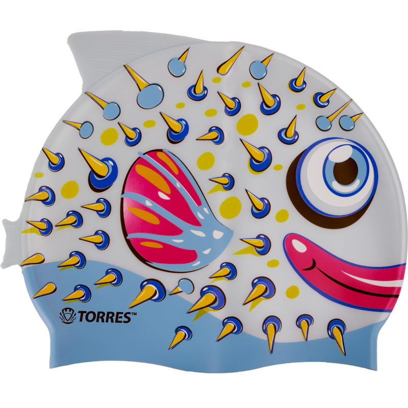Шапочка для плав. дет. TORRES Junior, SW-12206BF, серо-голубой, силикон