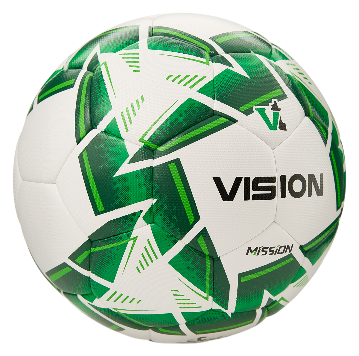Мяч футзал. VISION MISSION, FS325114 р.4, 32 п. PU, 4 подкл.сл, гибрид.,бело-зелен
