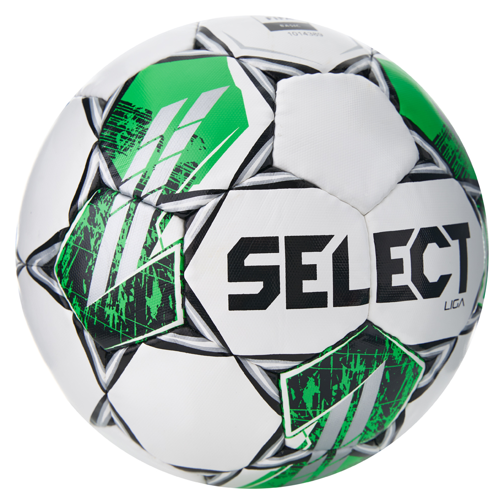 Мяч футб. SELECT Liga V25, 3855160585, р.5, FIFA Basic, 32п, ПУ, руч. сш, бело-зеленый