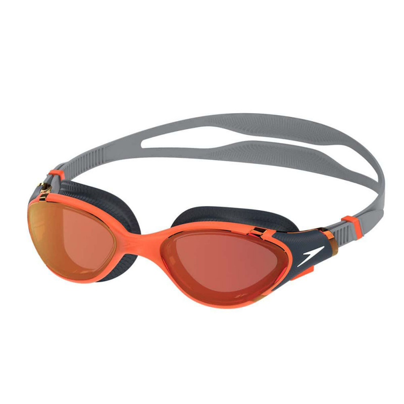 Очки для плав. SPEEDO Biofuse 2.0 Mirror, 8-00233117933, ЗЕРКАЛЬНЫЕ линзы, оранжевая оправа