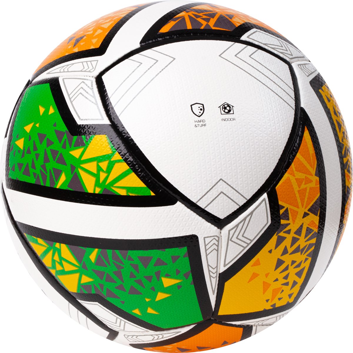 Мяч футзал. TORRES Futsal Club, FS323764, р.4, 10 пан. ПУ, 4 под. сл, гибрид. сш. бело-зел-оранж
