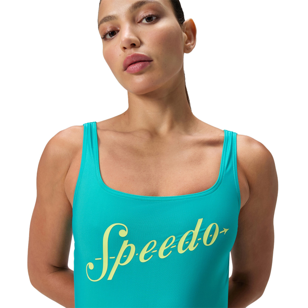 Купальник SPEEDO Logo Square Back Swimsuit, 8-00521216569, р.38 (рос.50), бирюзовый