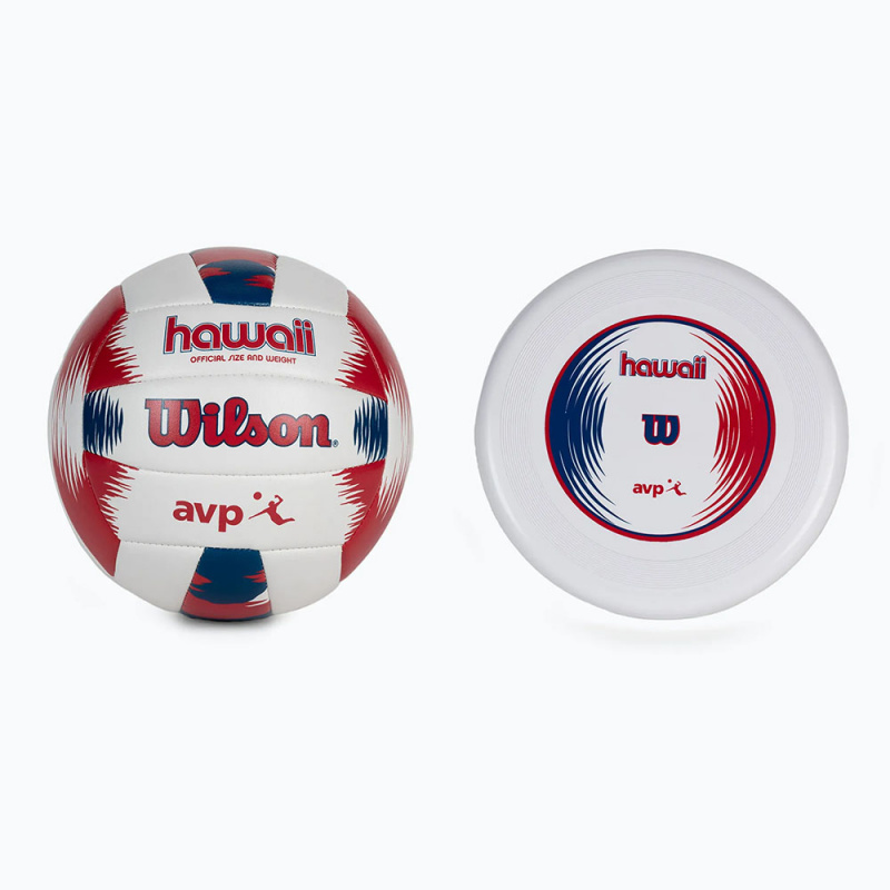 Набор WILSON Hawaii AVP, WTH80219KIT, мяч вол. + фрисби, размер 5, синт.кожа PVC, маш.сш., бело-крас