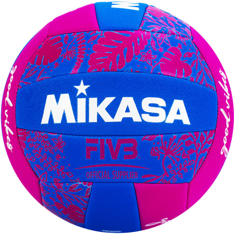 Мяч вол. пляжн. MIKASA BV354TV-GV-BP, синт.кожа (ТПЕ),маш.сш.,18 панелей, бут.кам, сине-розов