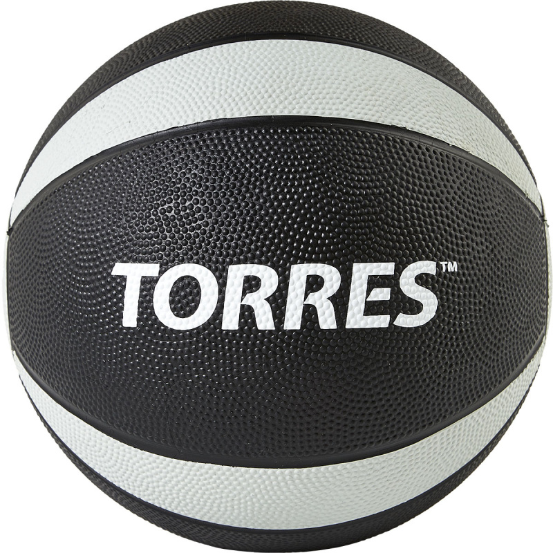 Медбол TORRES 7 кг, AL00227, резина, диаметр 23,8 см, черно-серо-белый