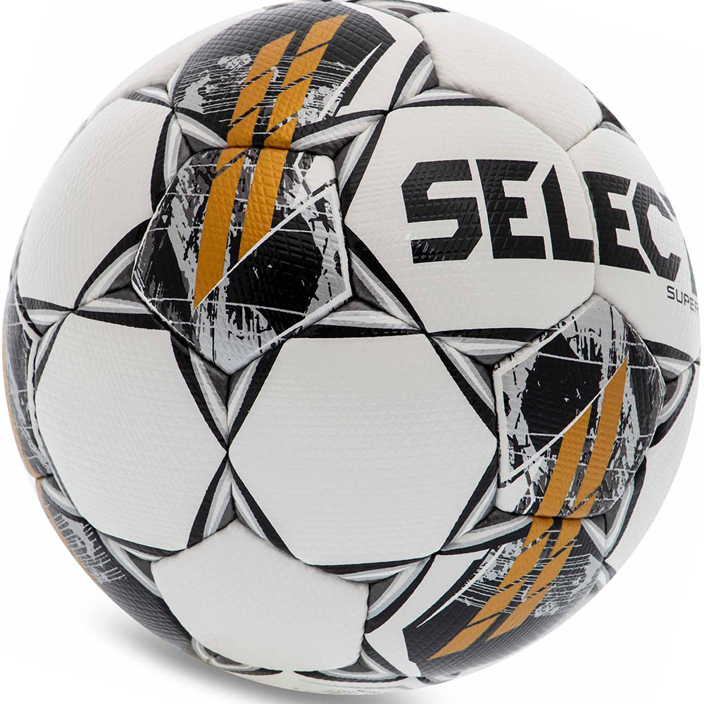 Мяч футб. SELECT Super V23, 3625560001,р.5, FIFA PRO, 32пан, ПУ-микрофибра,руч.сш, бело-черн-золотой