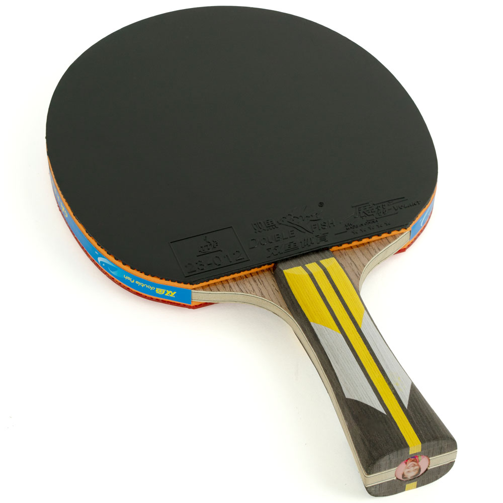 Ракетка для н/т DOUBLE FISH 6A+C, для подвин.,ITTF Appr.,накл. 2,1 мм, конич. ручка+ 2 мяча V40+мм