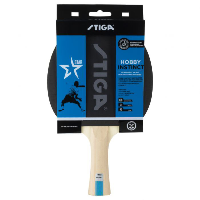 Ракетка для н/т Stiga Hobby Instinct, 1210-6318-01, для начин., накл. 1,5 мм ITTF, конич. ручка