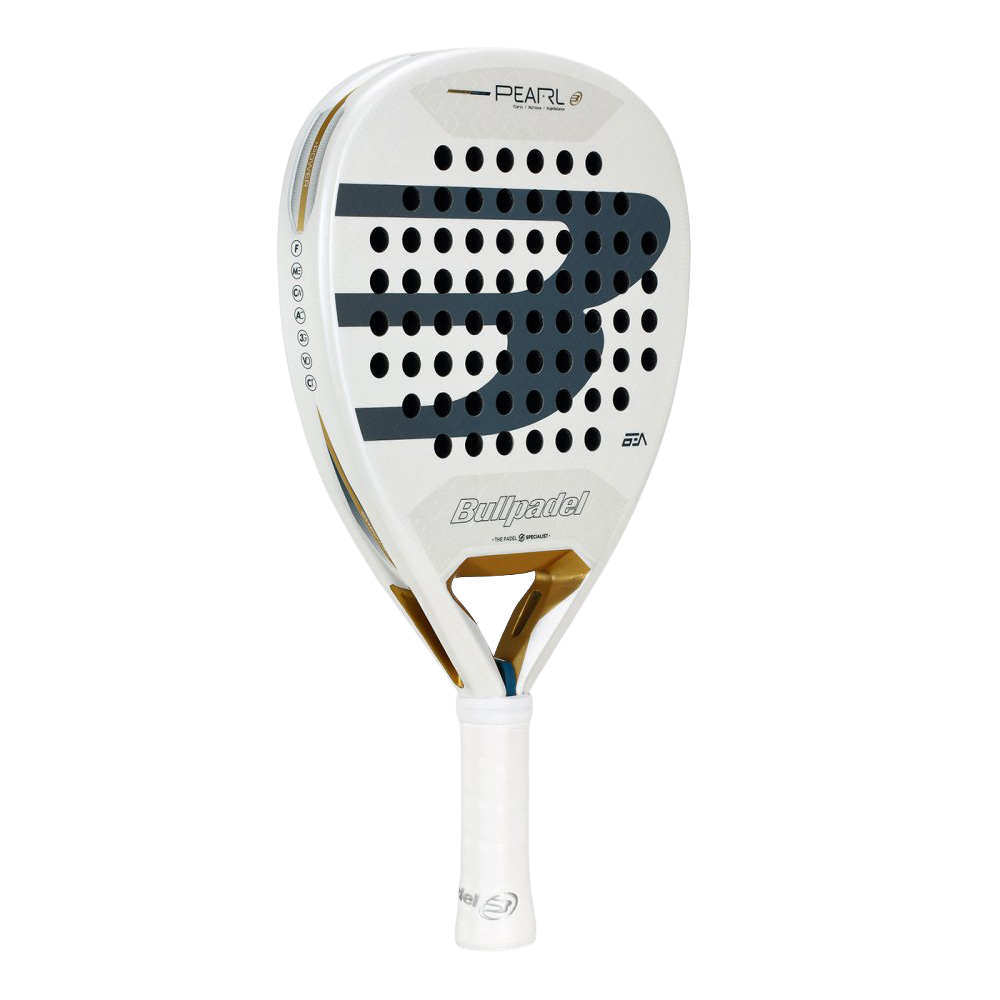 Ракетка для падела BULLPADEL Pearl 26, 493804, для профессионалов, карбон, бело-серый