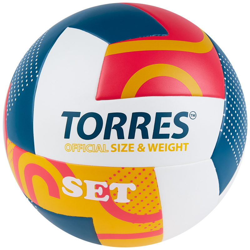 Мяч вол. TORRES Set, V32345, р.5, синт.кожа (ТПУ), клееный, бут.кам, бело-мультиколор