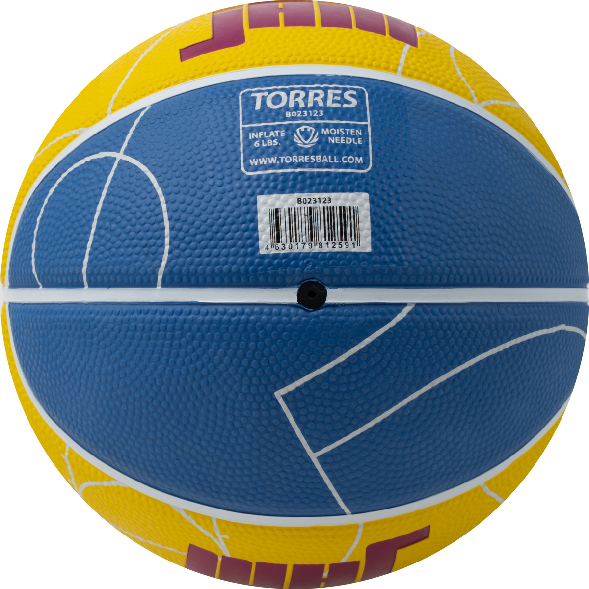 Мяч баск. TORRES Jam, B023123, р.3, резина, нейлон. корд, бут. кам., син-желто-малиновый
